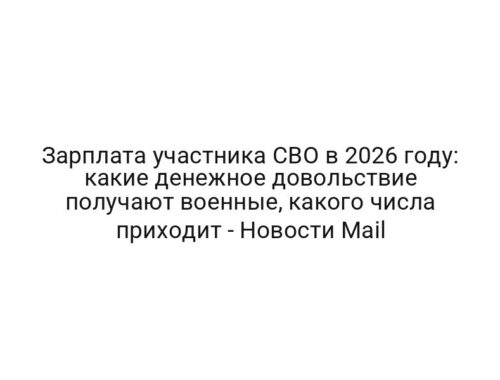 Зарплата участника СВО в 2026 году: какие денежное довольствие получают военные, какого числа приходит — Новости Mail