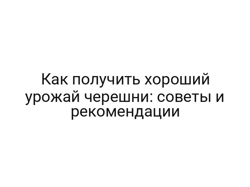 Как получить хороший урожай черешни: советы и рекомендации